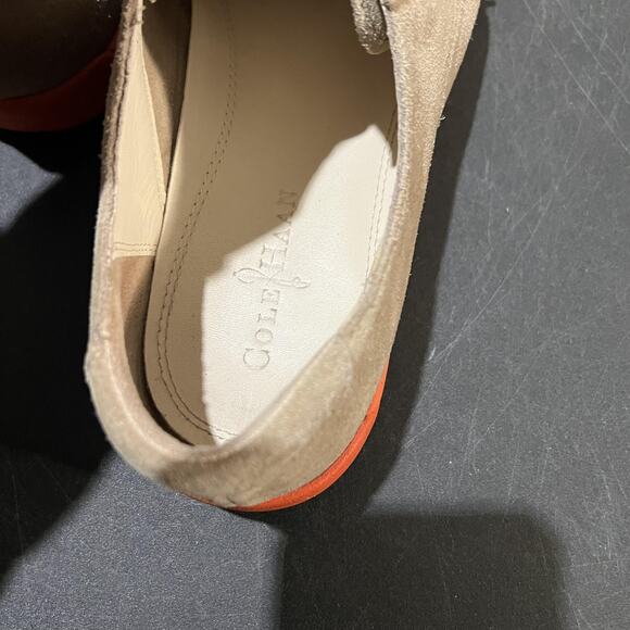 Cole Haan Air Jasper Shoes Mens 10 Tan Suede Oxford Orange Sole Casual Low Top